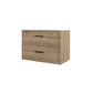 32" Natural Wood Freestanding Bathroom Vanity With White Sink And Two Drawers