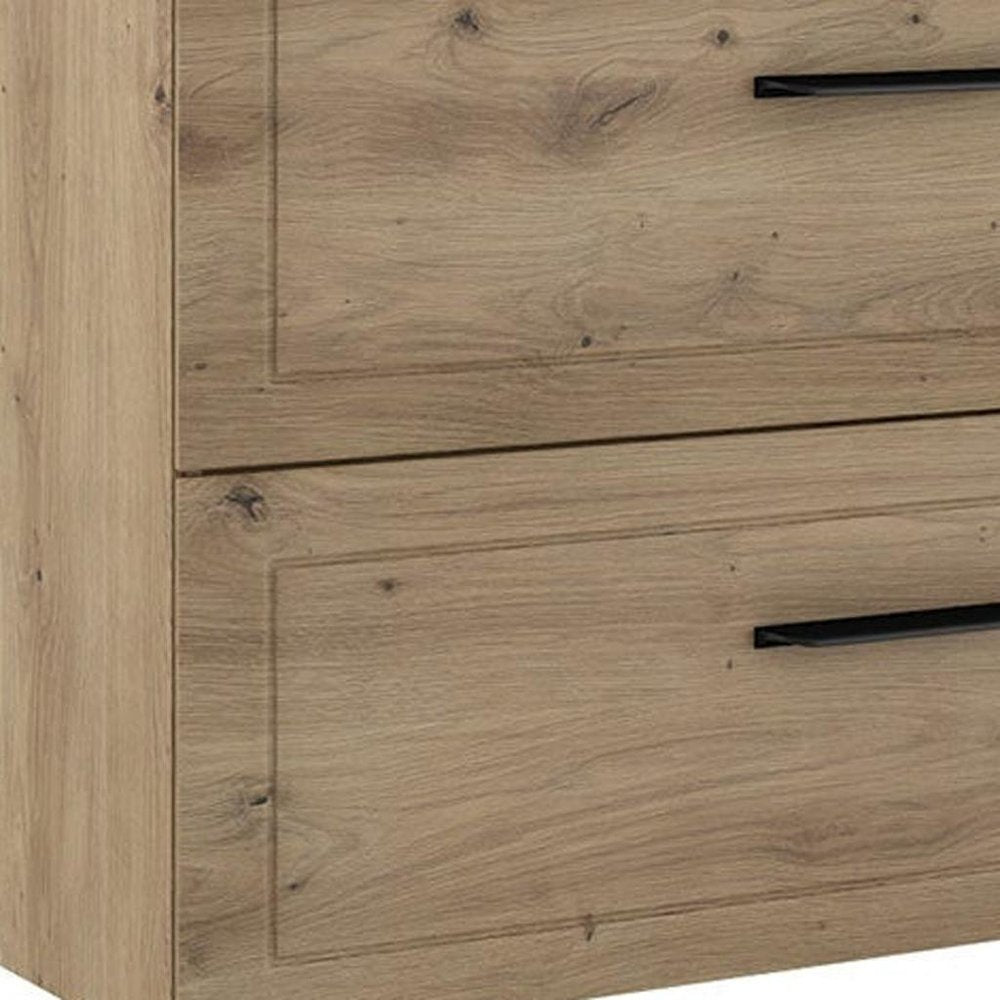 32" Natural Wood Freestanding Bathroom Vanity With White Sink And Two Drawers