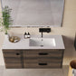 32" Dark Brown Wood Freestanding Bathroom Vanity With White Sink And Two Drawers