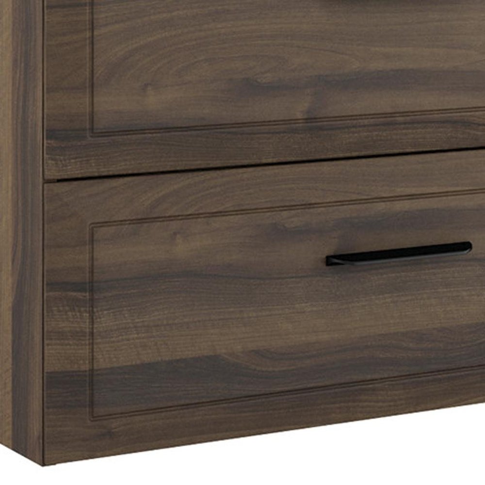 32" Dark Brown Wood Freestanding Bathroom Vanity With White Sink And Two Drawers