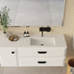 40" White Wood Freestanding Bathroom Vanity With White Sink And Two Drawers