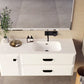 40" White Wood Freestanding Bathroom Vanity With White Sink And Two Drawers