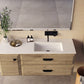 40" Natural Wood Freestanding Bathroom Vanity With White Sink And Two Drawers