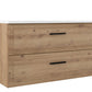 40" Natural Wood Freestanding Bathroom Vanity With White Sink And Two Drawers