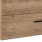 40" Natural Wood Freestanding Bathroom Vanity With White Sink And Two Drawers