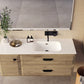 40" Natural Wood Freestanding Bathroom Vanity With White Sink And Two Drawers
