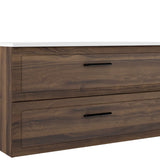 40" Dark Brown Wood Freestanding Bathroom Vanity With White Sink And Two Drawers