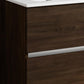 24" Dark Brown Wood Freestanding Bathroom Vanity With White Sink And Two Drawers