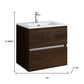 24" Dark Brown Wood Freestanding Bathroom Vanity With White Sink And Two Drawers