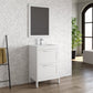 24" White Wood Freestanding Bathroom Vanity With White Sink And Two Drawers