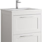 24" White Wood Freestanding Bathroom Vanity With White Sink And Two Drawers