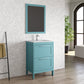 24" Blue Wood Freestanding Bathroom Vanity With White Sink And Two Drawers
