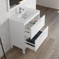 32" White Wood Freestanding Bathroom Vanity With White Sink And Two Drawers