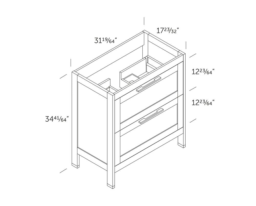 32" Blue Wood Freestanding Bathroom Vanity With White Sink And Two Drawers