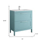 32" Blue Wood Freestanding Bathroom Vanity With White Sink And Two Drawers