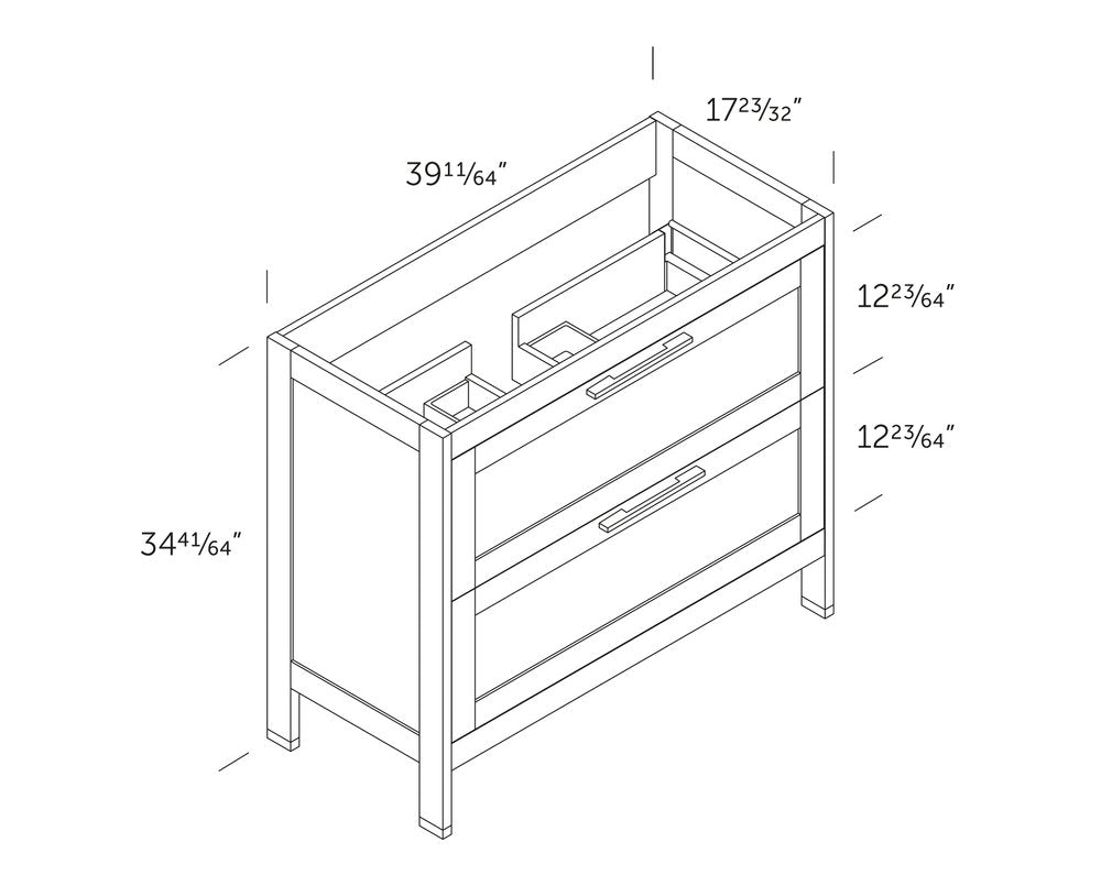 40" White Wood Freestanding Bathroom Vanity With White Sink And Two Drawers