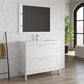 40" White Wood Freestanding Bathroom Vanity With White Sink And Two Drawers