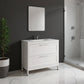 40" White Wood Freestanding Bathroom Vanity With White Sink And Two Drawers