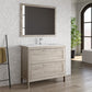 40" Natural Wood Freestanding Bathroom Vanity With White Sink And Two Drawers