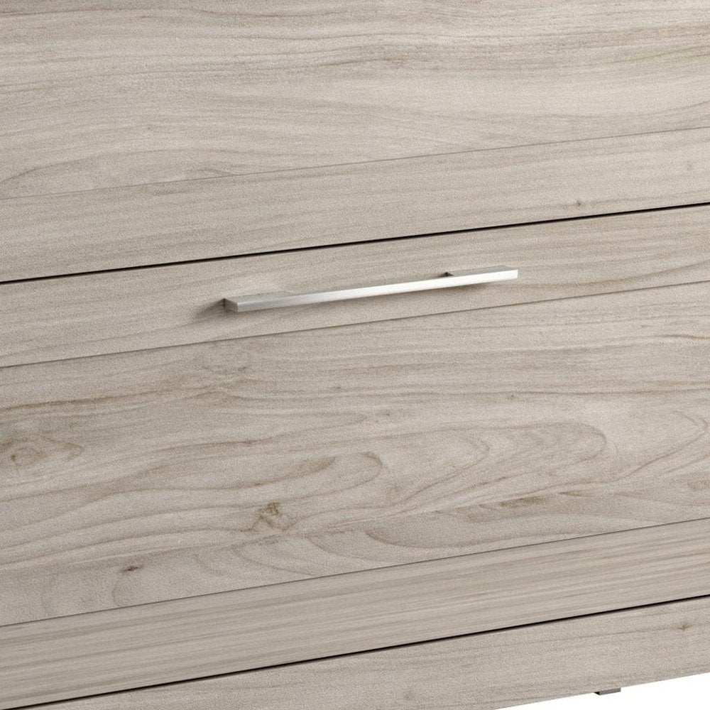 40" Natural Wood Freestanding Bathroom Vanity With White Sink And Two Drawers