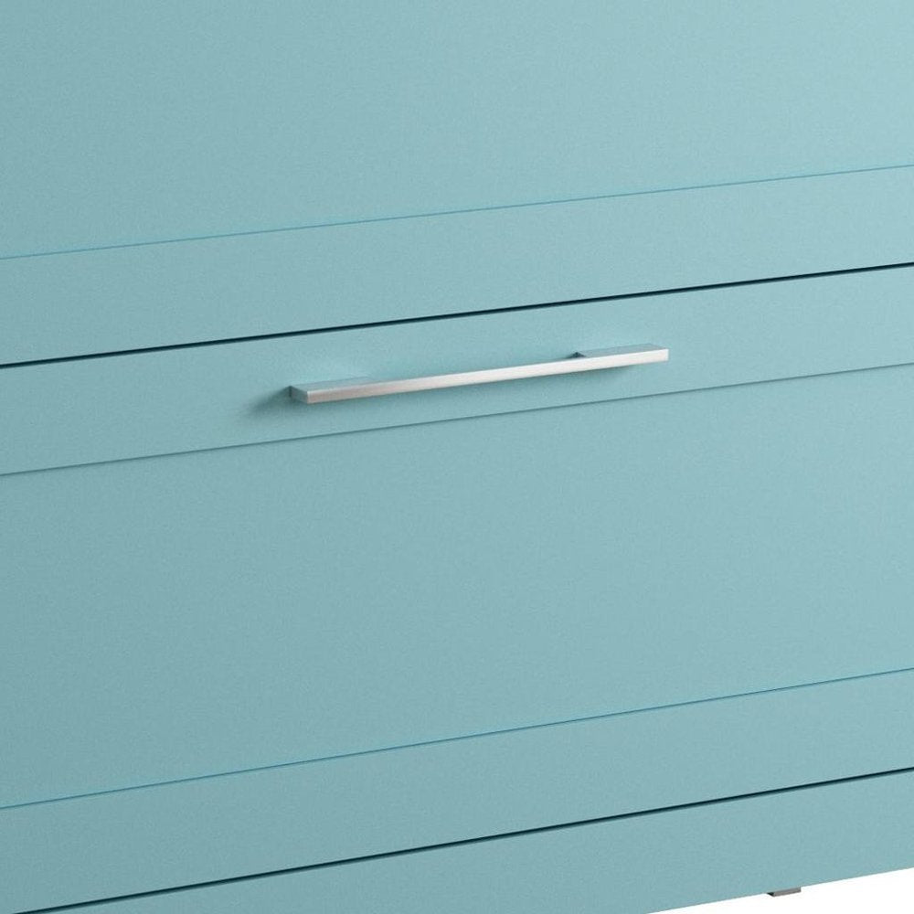 40" Blue Wood Freestanding Bathroom Vanity With White Sink And Two Drawers