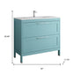 40" Blue Wood Freestanding Bathroom Vanity With White Sink And Two Drawers