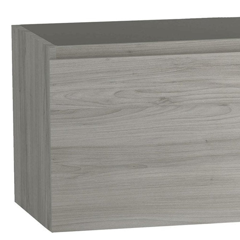 48" Natural Wood Freestanding Bathroom Vanity With White Sink And Two Drawers