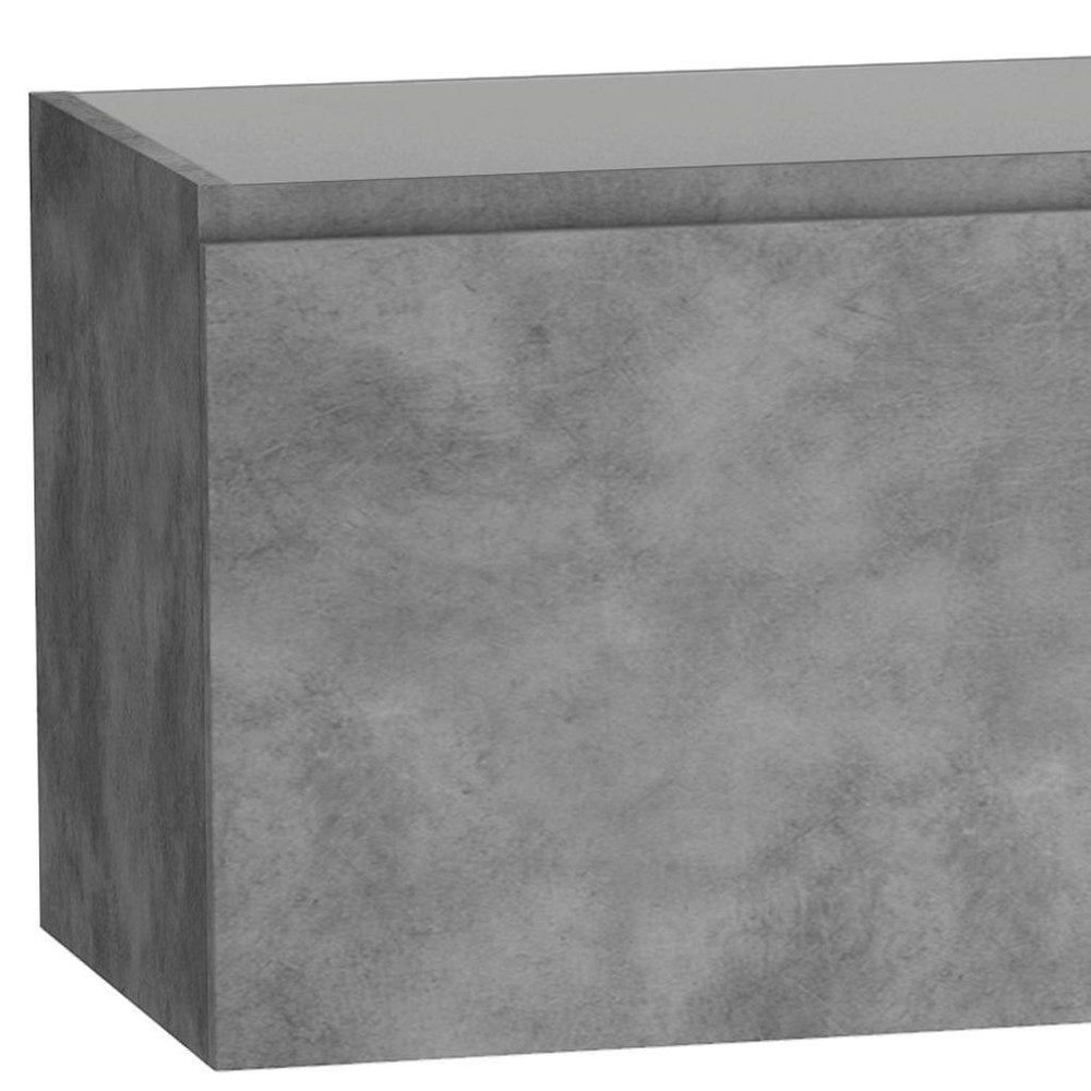 48" Gray Wood Freestanding Bathroom Vanity With White Sink And Two Drawers