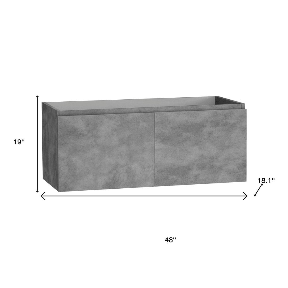 48" Gray Wood Freestanding Bathroom Vanity With White Sink And Two Drawers