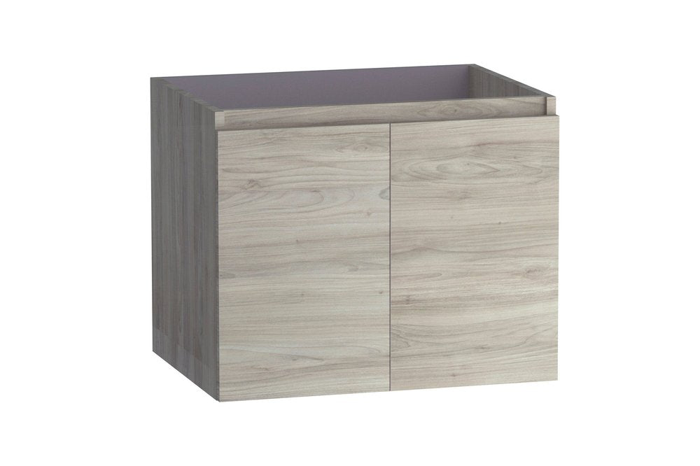 24" Natural Wood Freestanding Bathroom Vanity With White Sink And Two Drawers