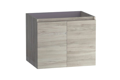 24" Natural Wood Freestanding Bathroom Vanity With White Sink And Two Drawers