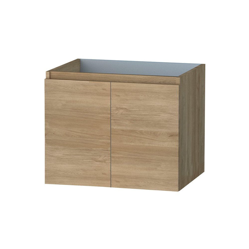 24" Oak Wood Freestanding Bathroom Vanity With White Sink And Two Drawers