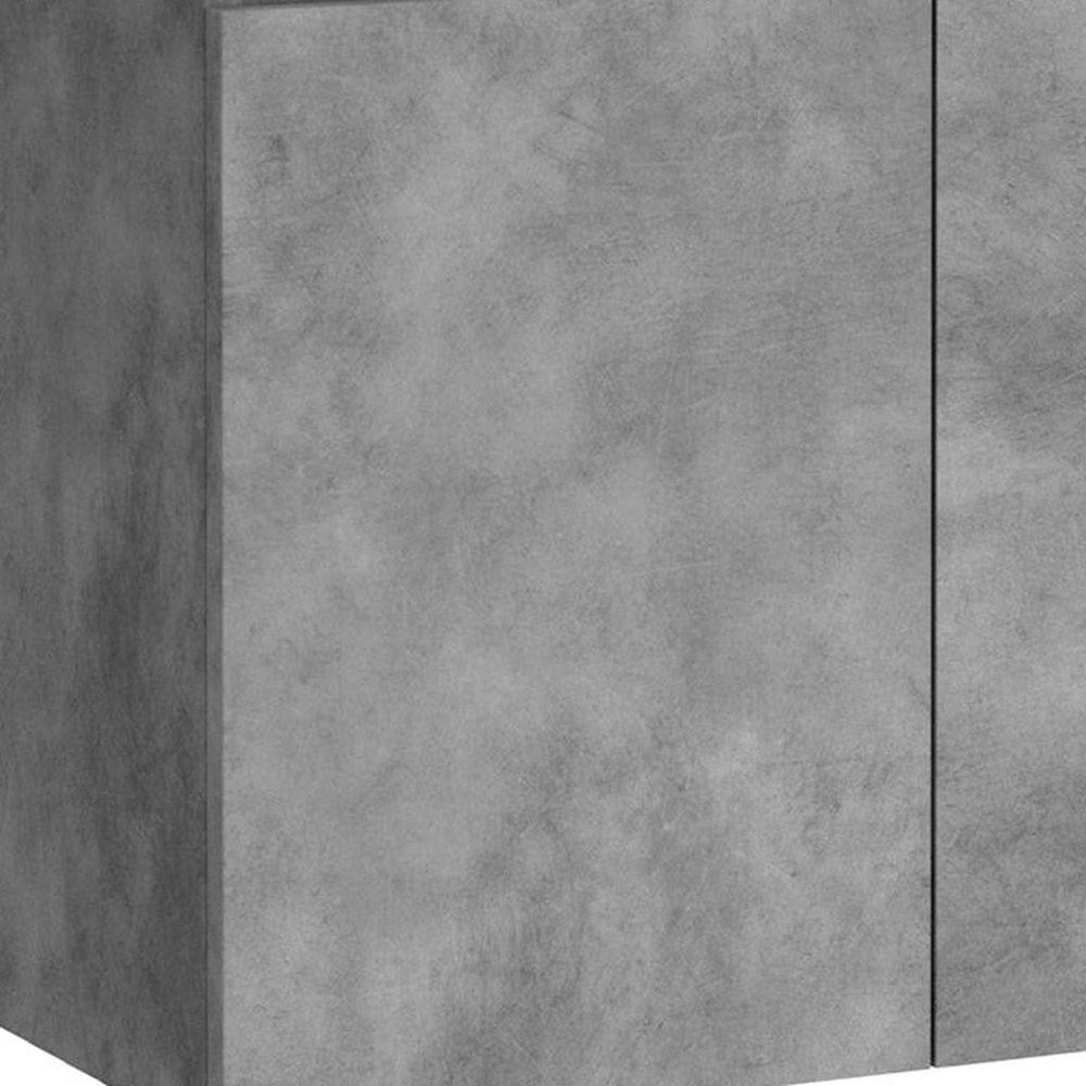 24" Gray Wood Freestanding Bathroom Vanity With White Sink And Two Drawers