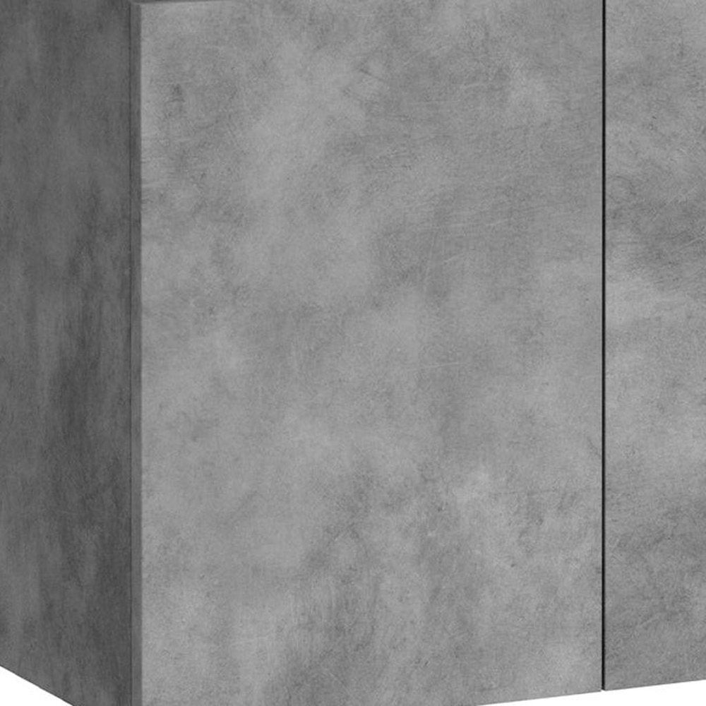 24" Gray Wood Freestanding Bathroom Vanity With White Sink And Two Drawers