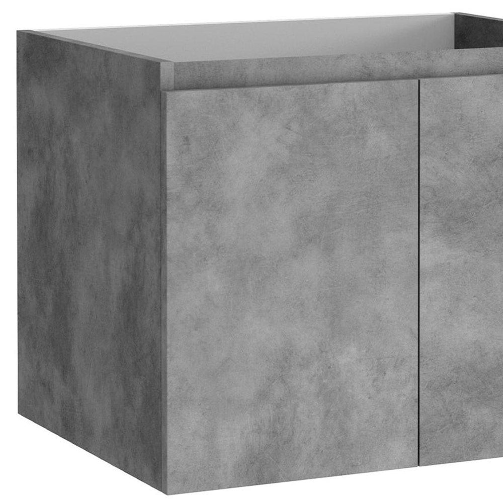 24" Gray Wood Freestanding Bathroom Vanity With White Sink And Two Drawers