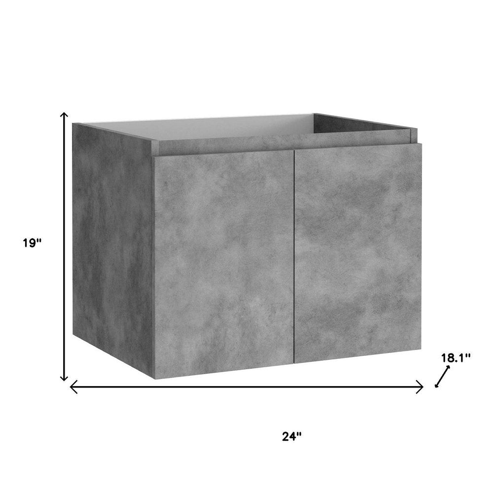 24" Gray Wood Freestanding Bathroom Vanity With White Sink And Two Drawers