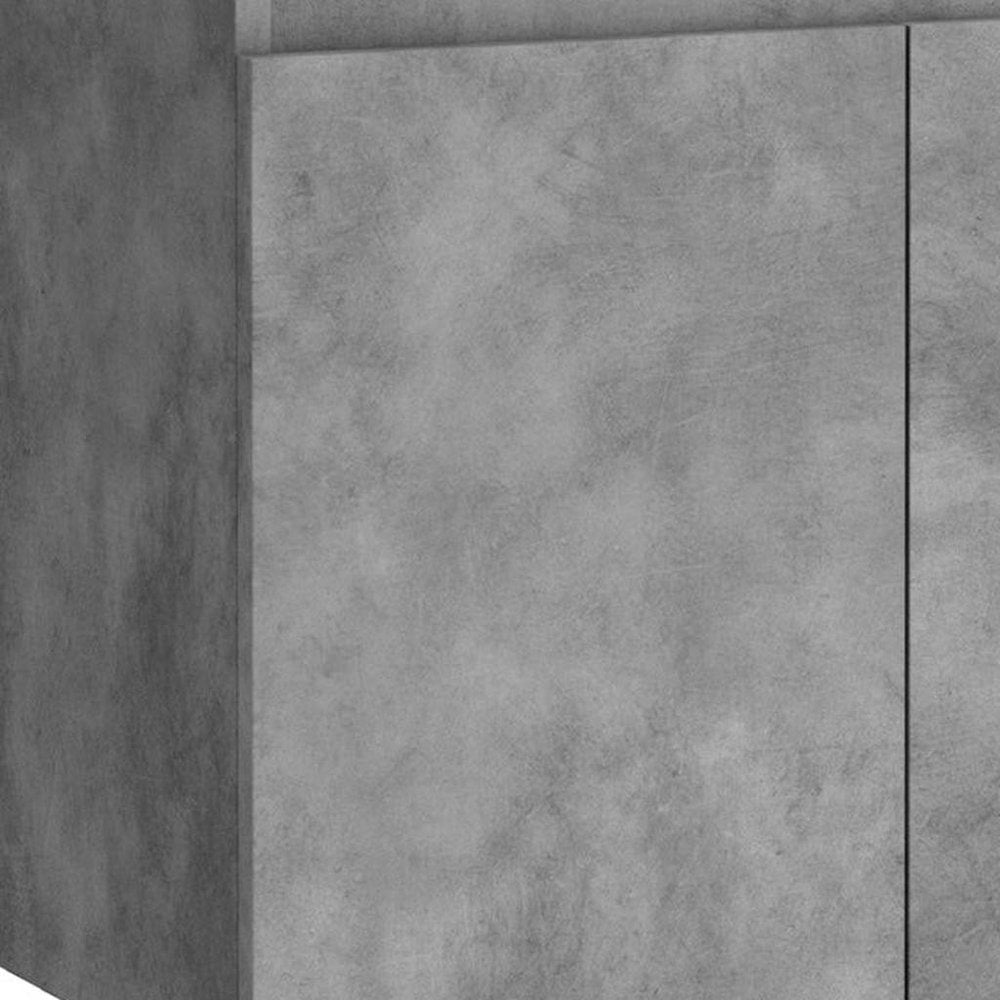 24" Gray Wood Freestanding Bathroom Vanity With White Sink And Two Drawers