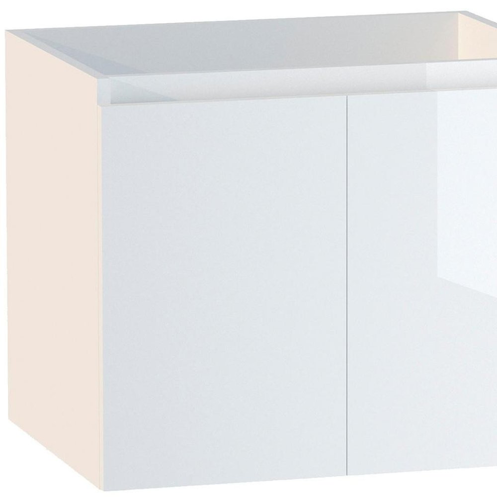 28" White Wood Freestanding Bathroom Vanity With White Sink And Two Drawers