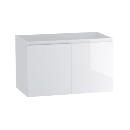 32" White Wood Freestanding Bathroom Vanity With White Sink And Two Drawers