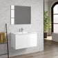 32" White Wood Freestanding Bathroom Vanity With White Sink And Two Drawers