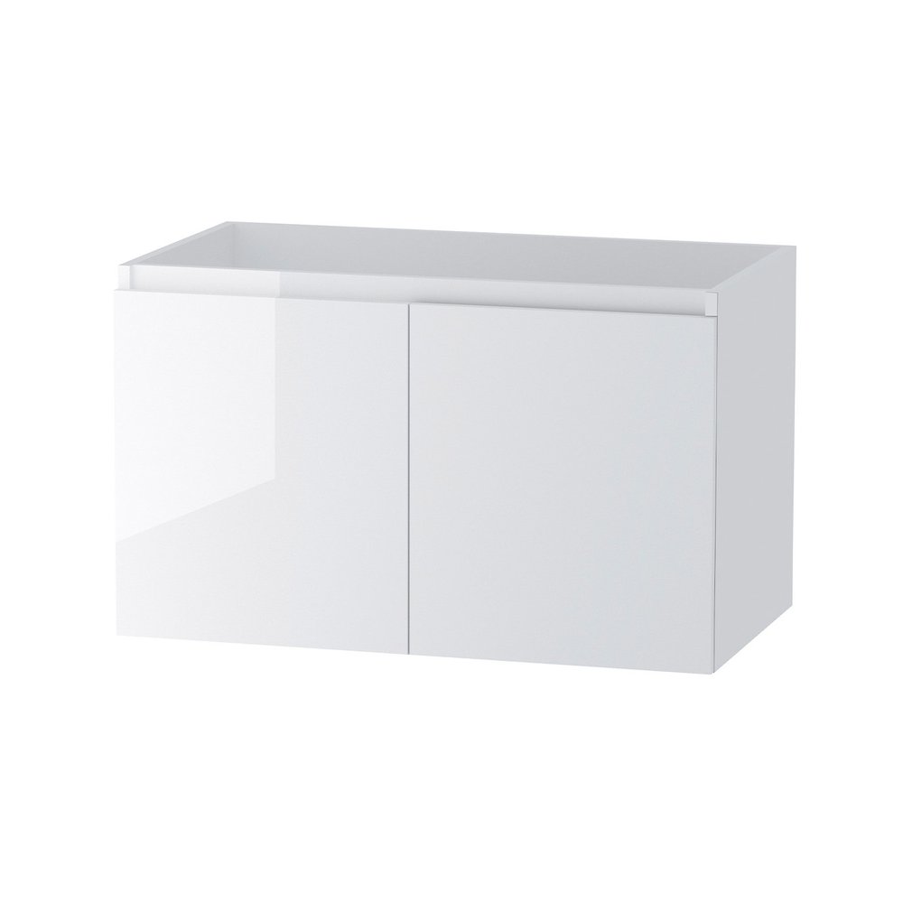 32" White Wood Freestanding Bathroom Vanity With White Sink And Two Drawers