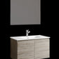 32" Natural Wood Freestanding Bathroom Vanity With White Sink And Two Drawers