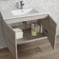 32" Natural Wood Freestanding Bathroom Vanity With White Sink And Two Drawers
