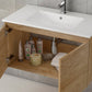 32" Oak Wood Freestanding Bathroom Vanity With White Sink And Two Drawers