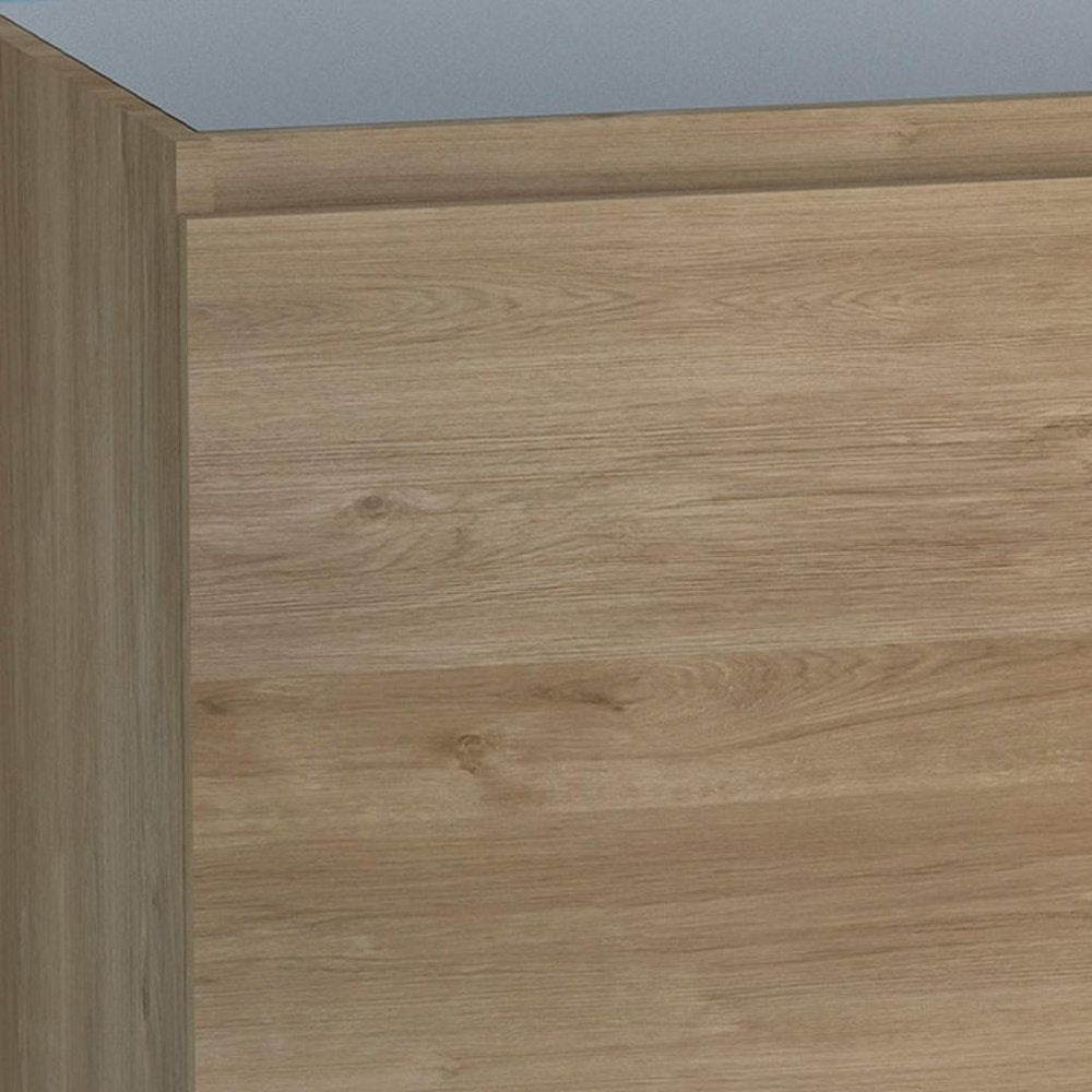 32" Oak Wood Freestanding Bathroom Vanity With White Sink And Two Drawers