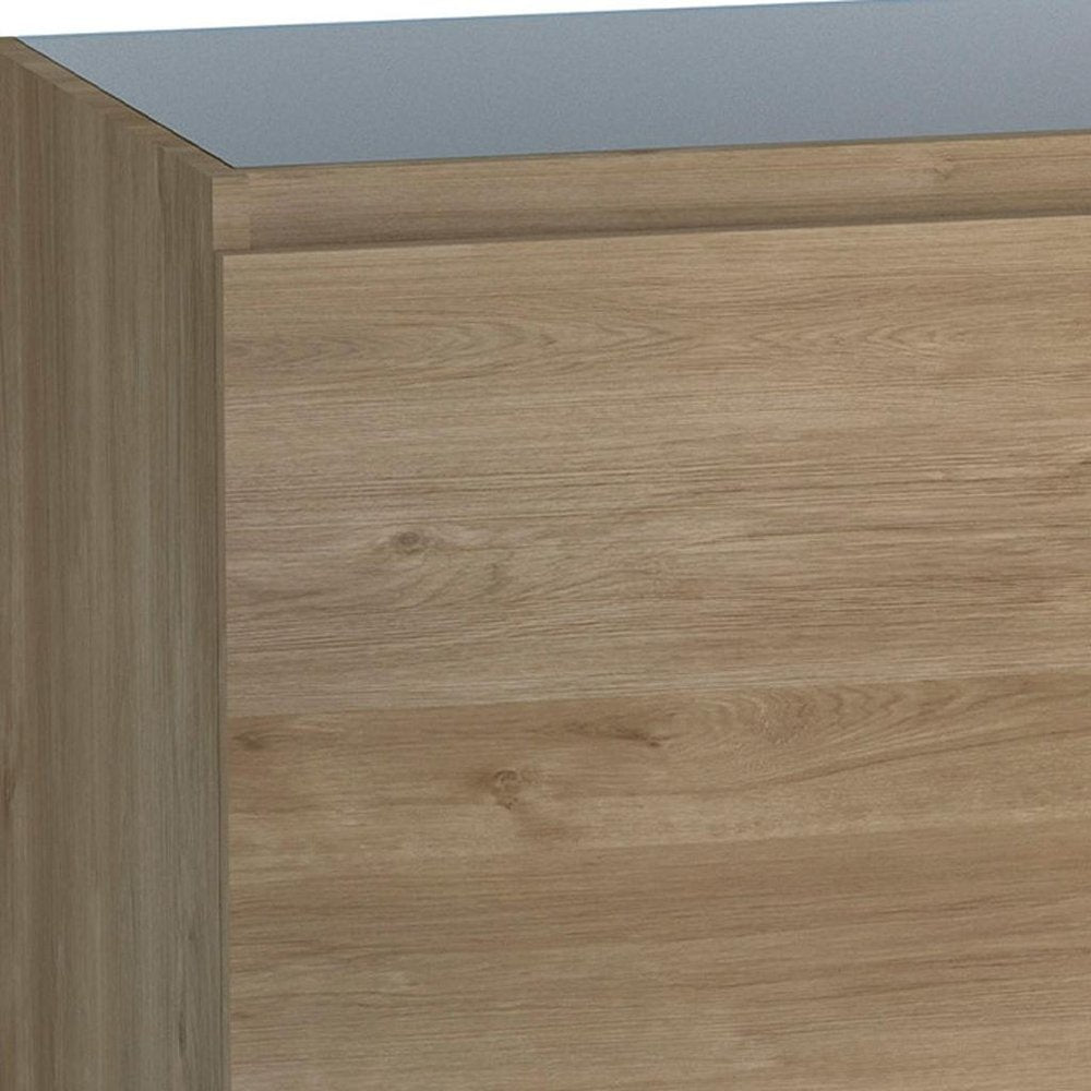 32" Oak Wood Freestanding Bathroom Vanity With White Sink And Two Drawers