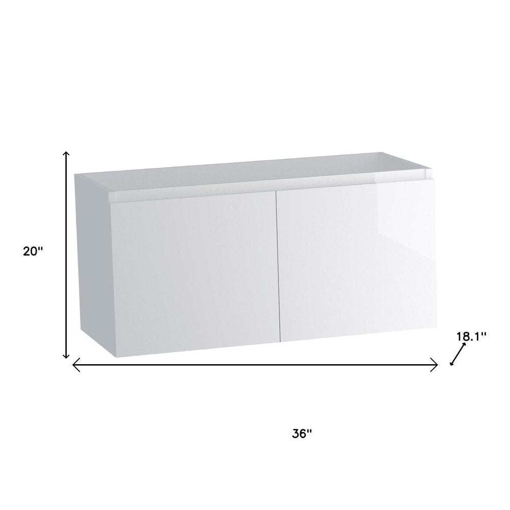36" White Wood Freestanding Bathroom Vanity With White Sink And Two Drawers