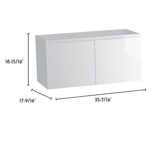 36" White Wood Freestanding Bathroom Vanity With White Sink And Two Drawers