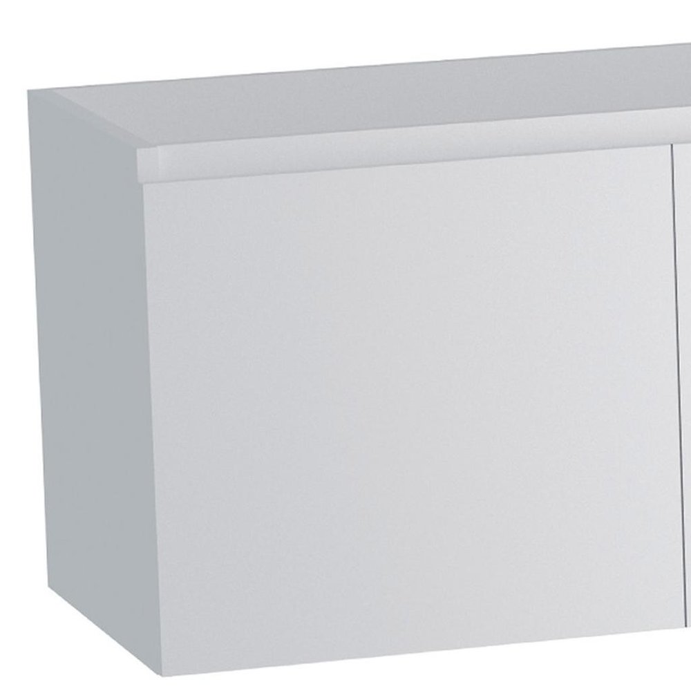 36" White Wood Freestanding Bathroom Vanity With White Sink And Two Drawers