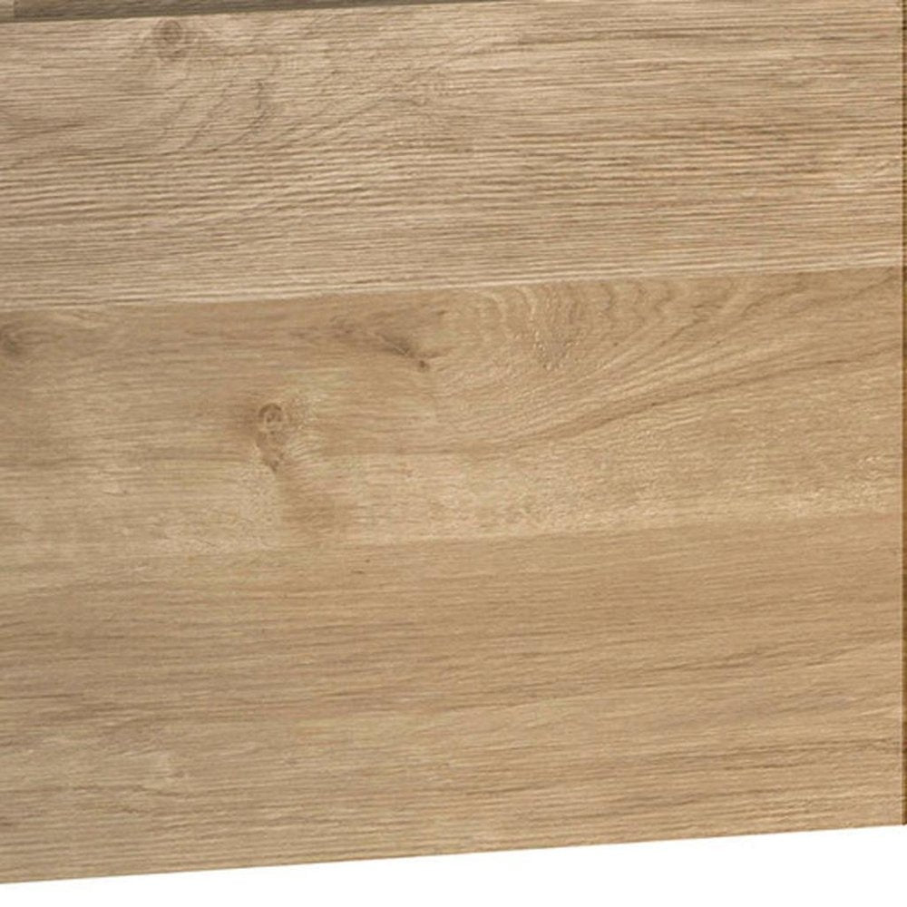 36" Oak Wood Freestanding Bathroom Vanity With White Sink And Two Drawers